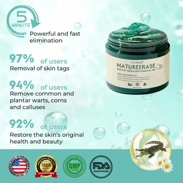 🔥FDA Approved⭐ WHO Approved🌍 Cvreoz® NatureErase Instant Mole & Spot Removal Gel - Deep Penetrated✅ All Natural Ingredients🌿